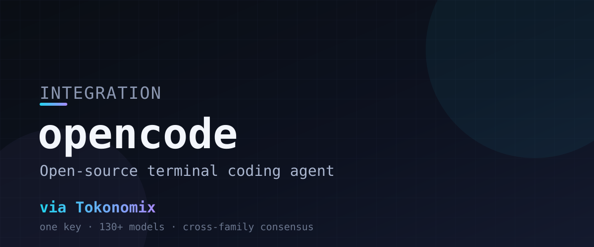 opencode — open-source terminal coding agent, via Tokonomix